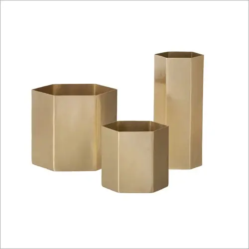 Brass Geometric Planters Set — Handcrafted Export Product by NXTGENEXPORTS, Moradabad